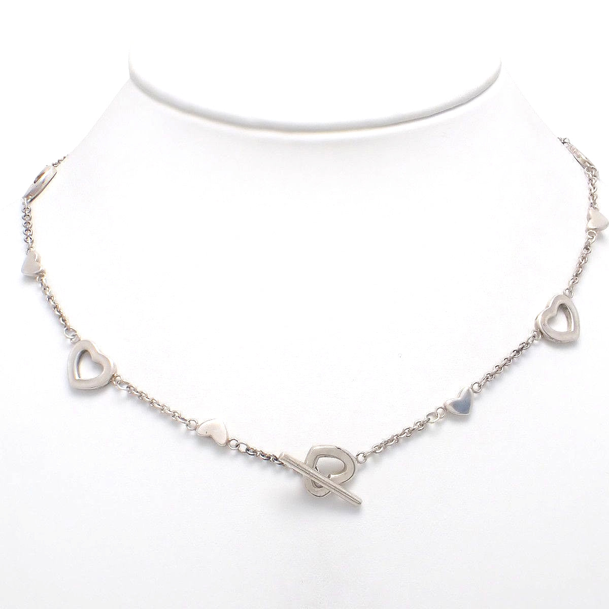 Heart Link Lariat Necklace Silver SV925