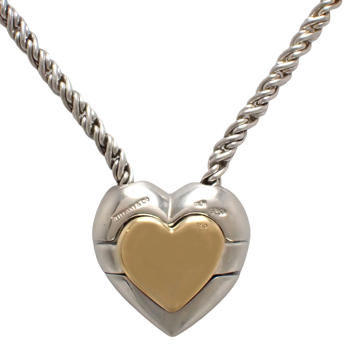 パズルハート ネックレス イエローゴールド K18YG シルバー SV925