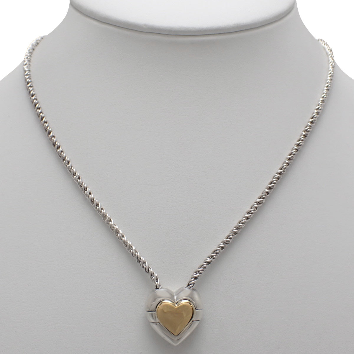 パズルハート ネックレス イエローゴールド K18YG シルバー SV925