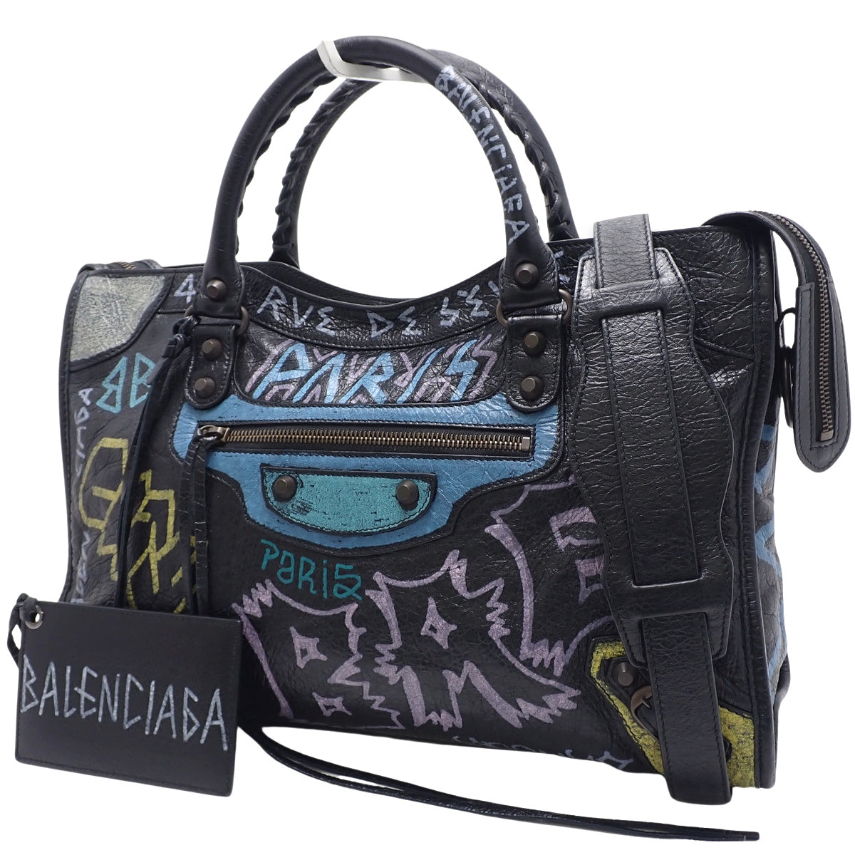 グラフィティ クラシック ザ・シティ ミディアム レザー ブラック マルチカラー 115748