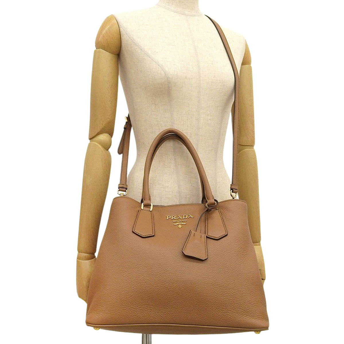 2-way handbag leather VITELLO PHENIX CARAMEL 1BA239