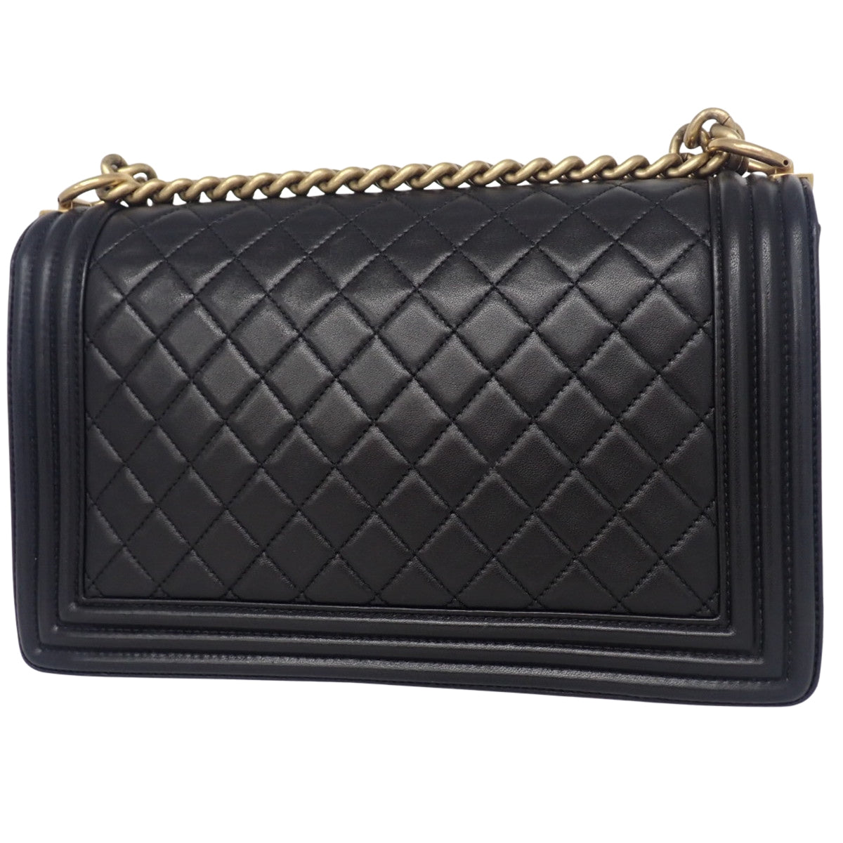 Matelasse Boy Chanel Coco Mark Chain Shoulder Bag in Black Lambskin A92193