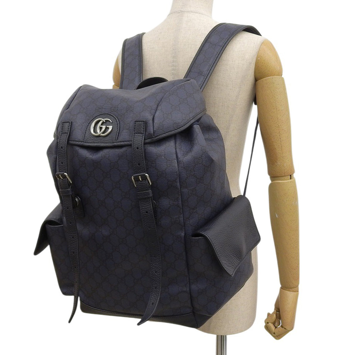 Ophidia GG 中号双肩包，GG Supreme 帆布材质，海军蓝，598140，FABHU 8442