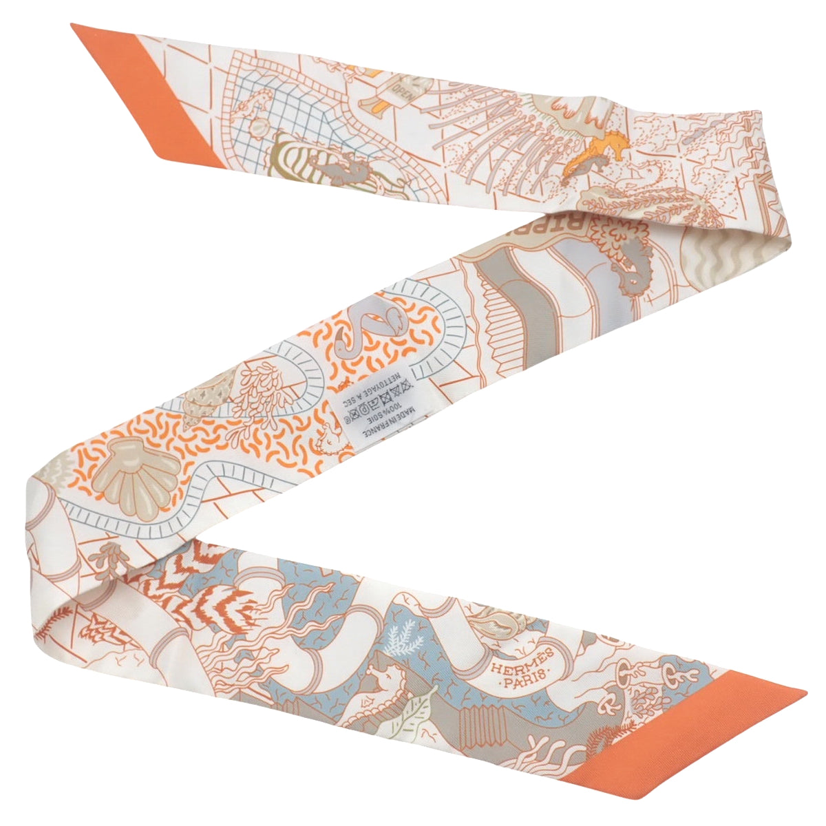 Splash Park スプラッシュパーク ツイリー シルク ブラン オレンジ ヴェールドグリ