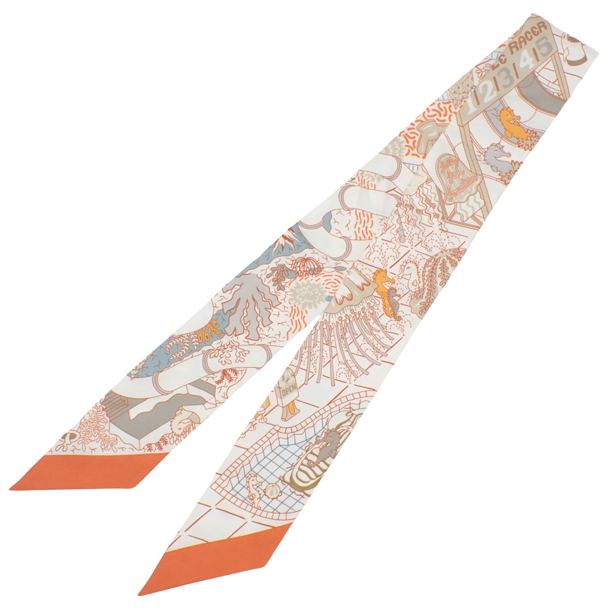 Splash Park スプラッシュパーク ツイリー シルク ブラン オレンジ ヴェールドグリ