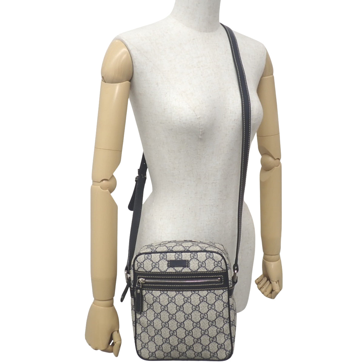 GGスプリーム ショルダーバッグ ネイビー ベージュ 233268
