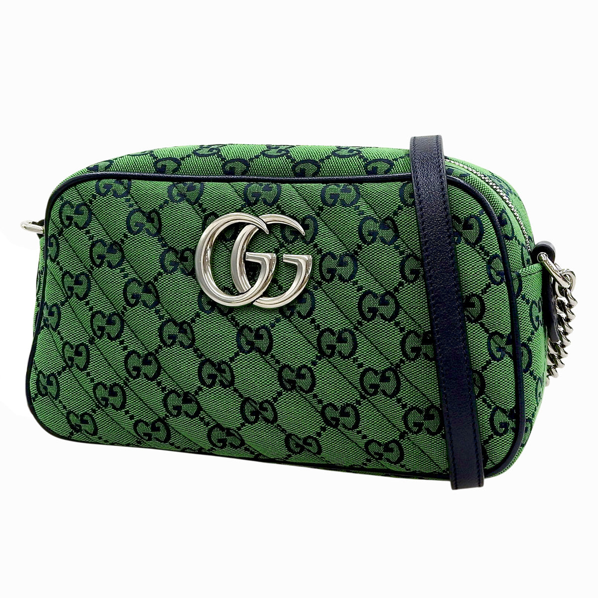 GGマーモント ミニ カメラバッグ GGキャンバス グリーン ネイビー 447632