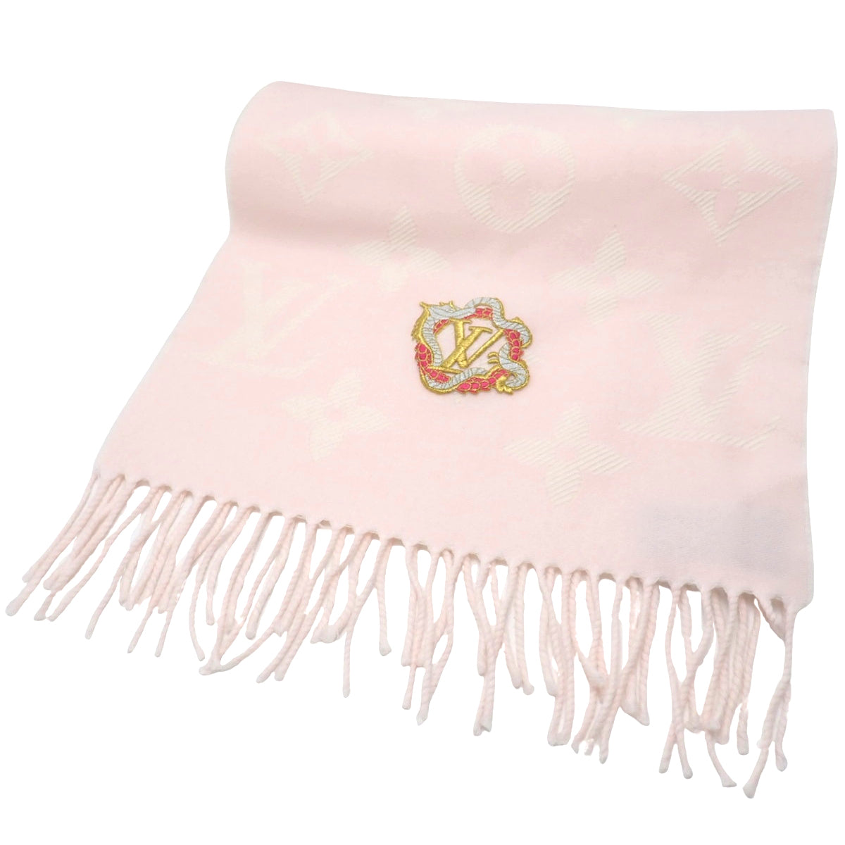 モノグラム LV エセンシャル プレシャスドラゴン フリンジ マフラー ウール M79522