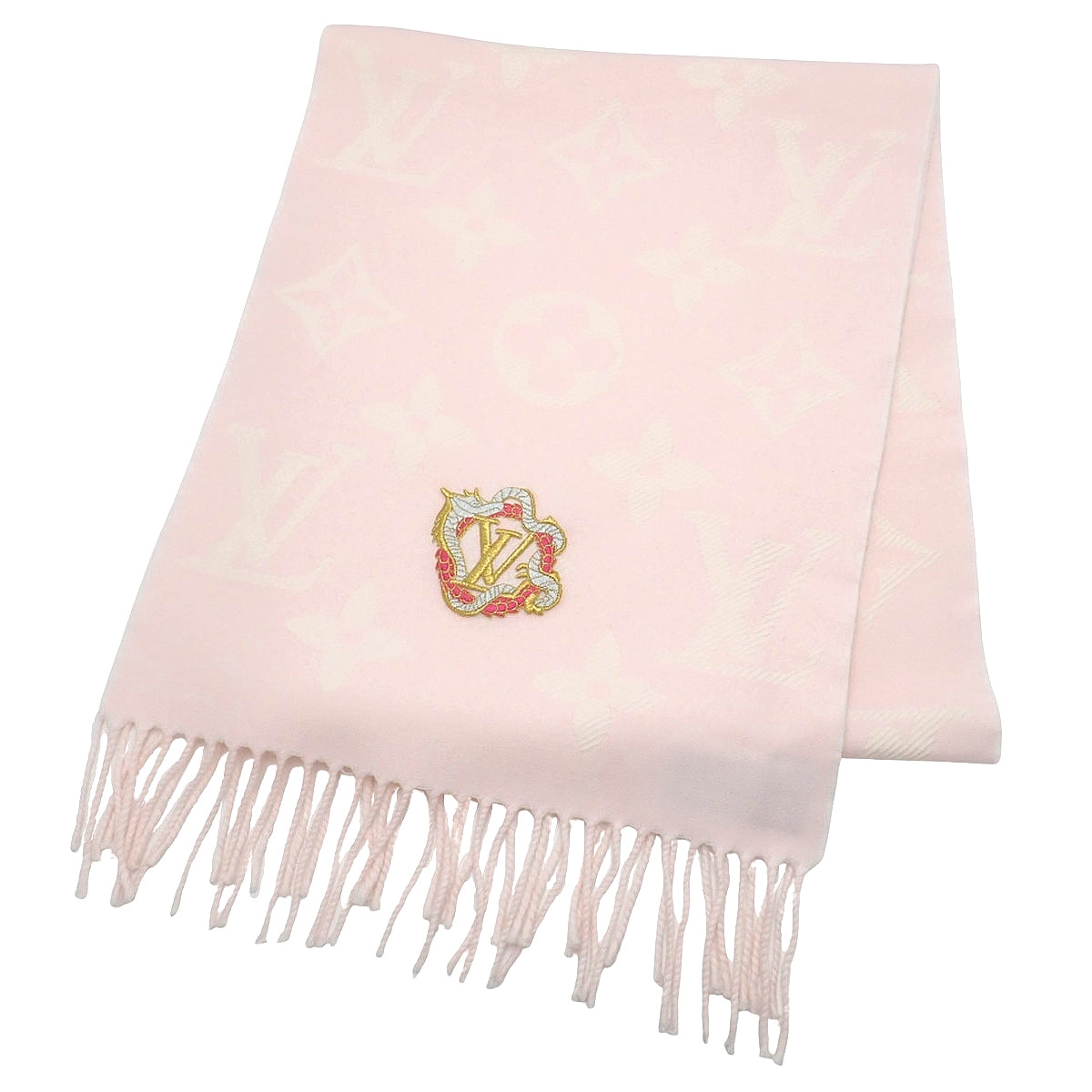 モノグラム LV エセンシャル プレシャスドラゴン フリンジ マフラー ウール M79522