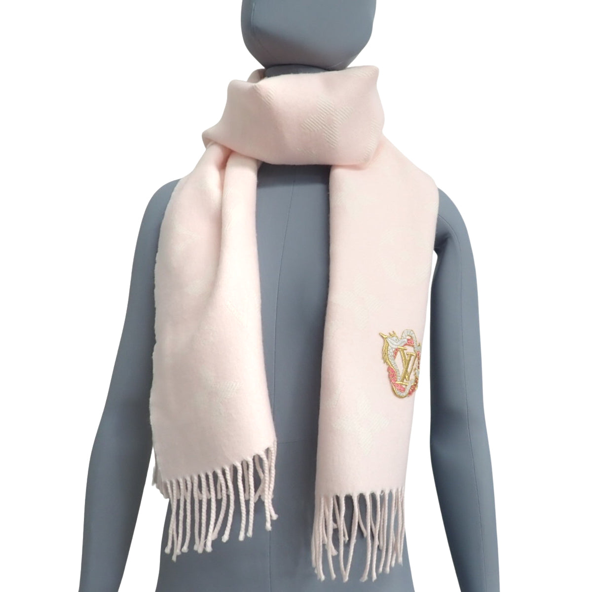 モノグラム LV エセンシャル プレシャスドラゴン フリンジ マフラー ウール M79522