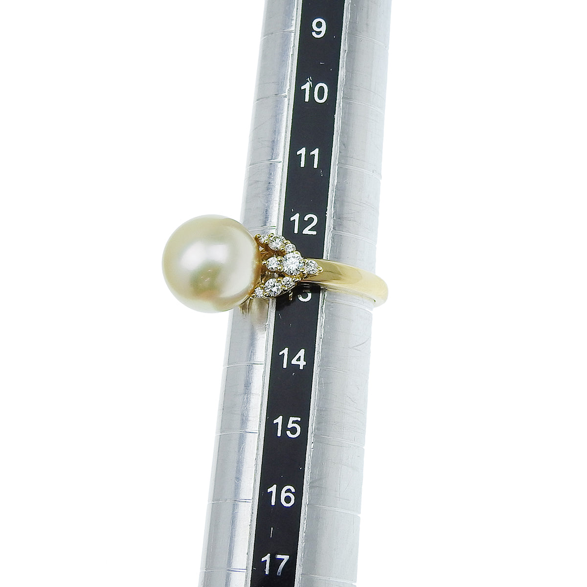 Pearl Diamond Ring D0.37 Yellow Gold K18YG Size 13 (US 6.5) 7.0g