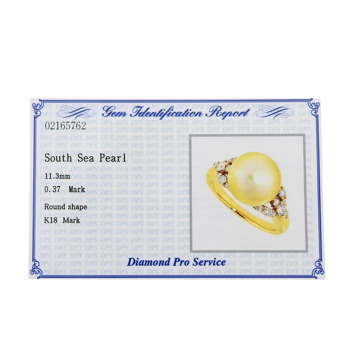 Pearl Diamond Ring D0.37 Yellow Gold K18YG Size 13 (US 6.5) 7.0g