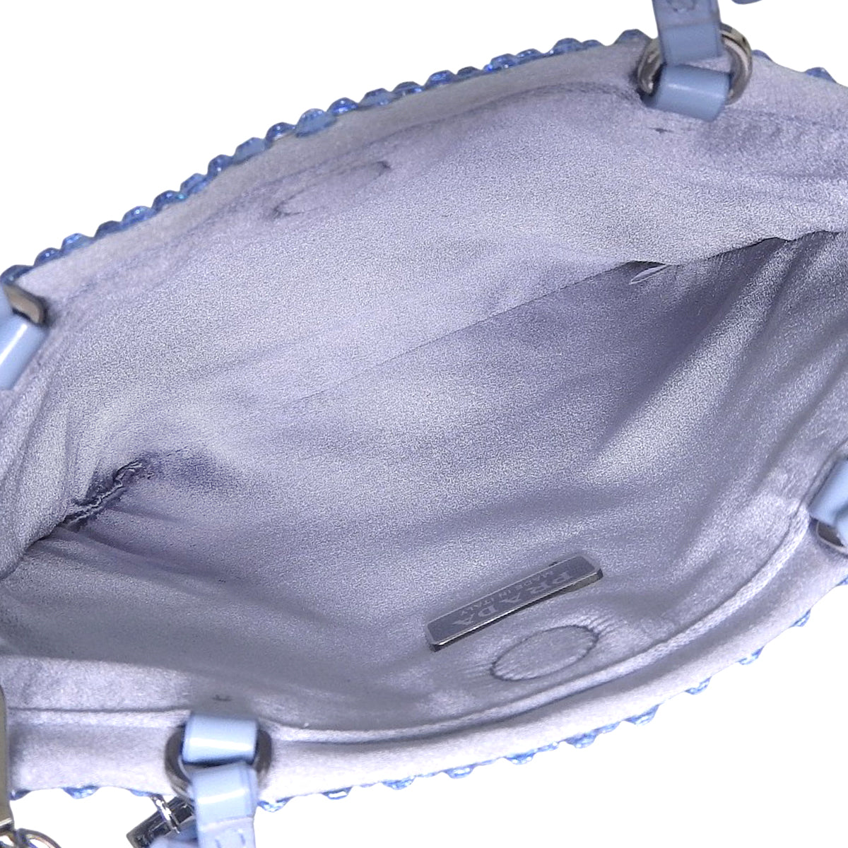 三角ロゴ ミニバッグ サテン クリスタル CELESTE セレステ 1BA253