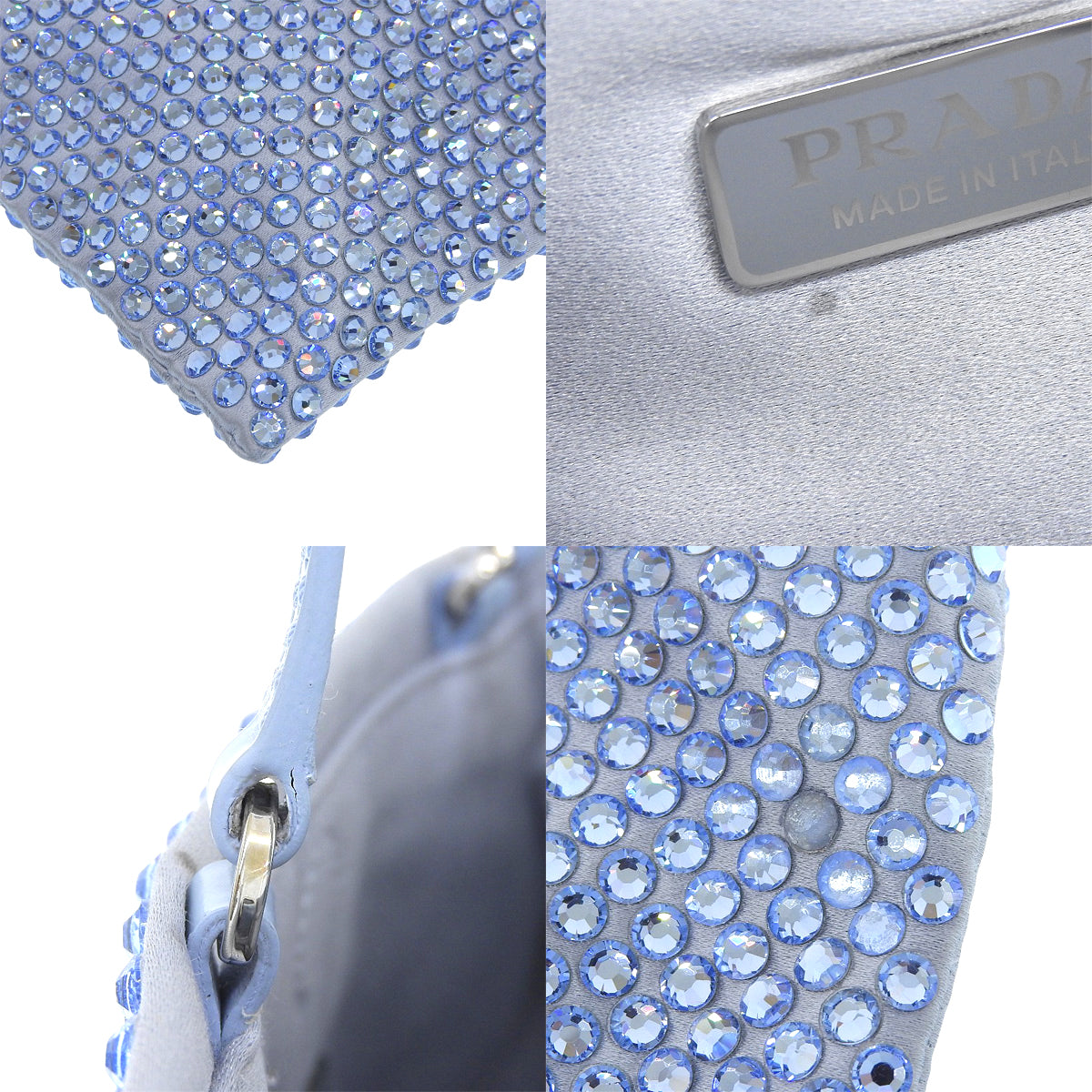 三角ロゴ ミニバッグ サテン クリスタル CELESTE セレステ 1BA253