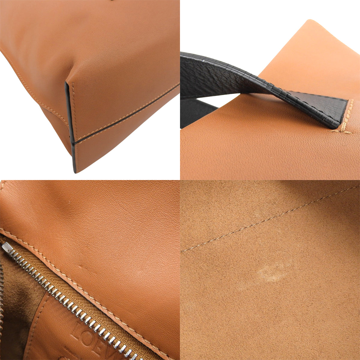 Anagram Shopper Tote Bag in Brown and Black Calfskin