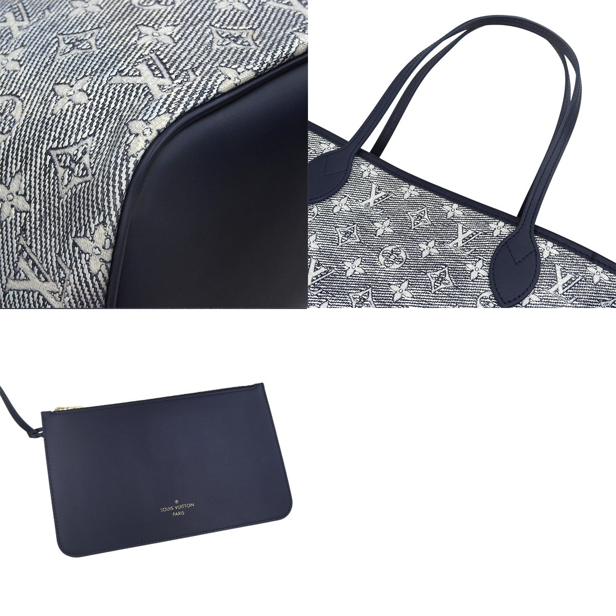 モノグラム・ラミネーテッド ネヴァーフルMM モノグラムラミネーテッドジャガード ホワイト ネイビー Ｍ22921