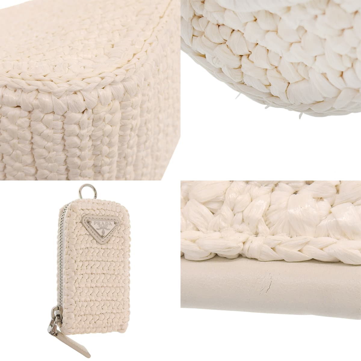 トライアングル バッグ ラフィア ホワイト 1BH190