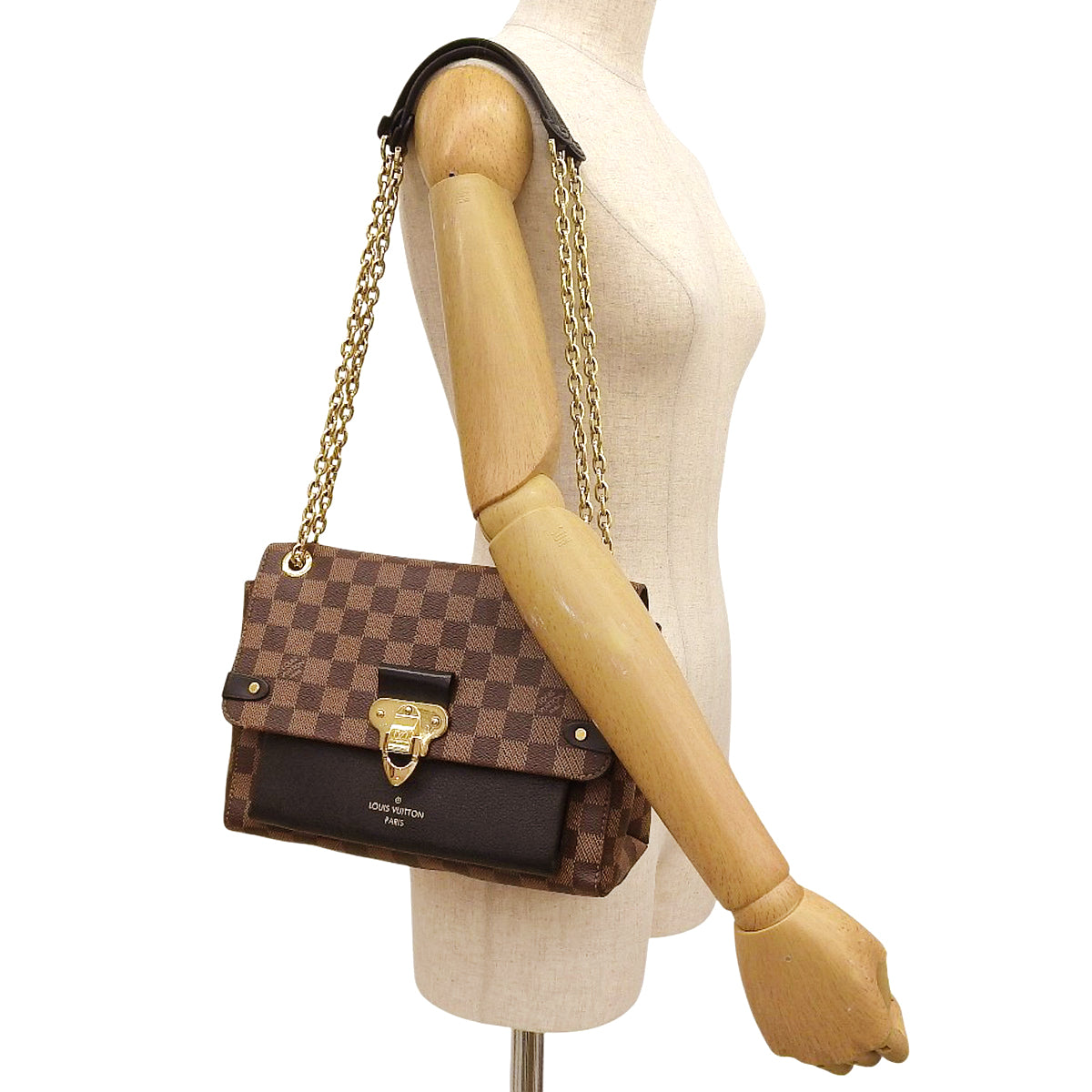 Damier Ebene Portefeuille Vavin Chain Wallet Brown Black N60221