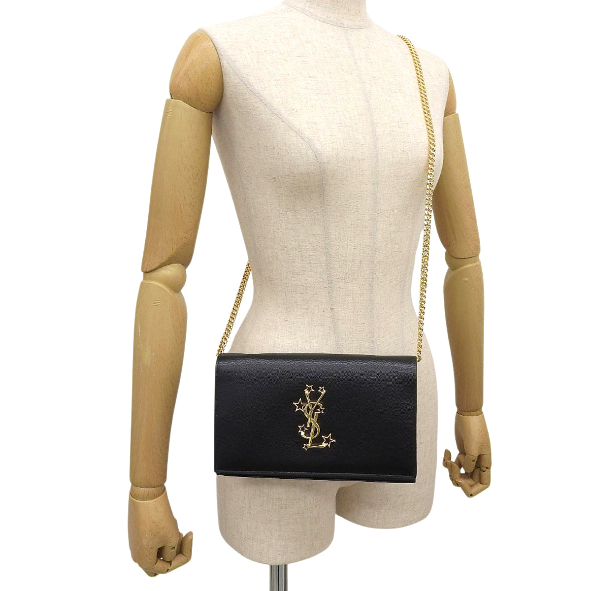 チェーンウォレット レザー ブラック 447933