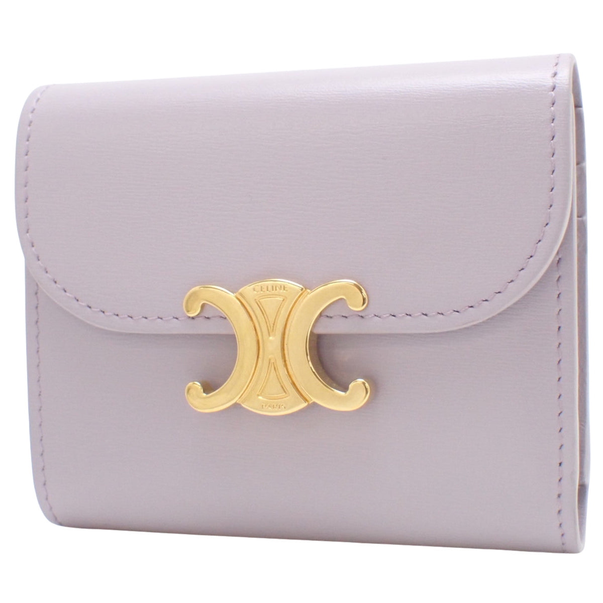 Small Triomphe Wallet in Shiny Calfskin, Purple