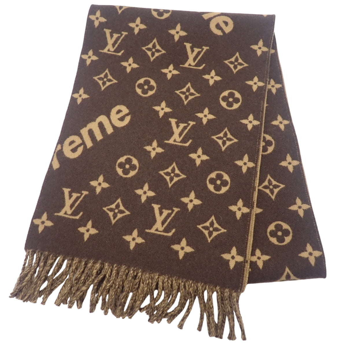 Monogram LV x Supreme collaboration wool and cashmere scarf MP1891