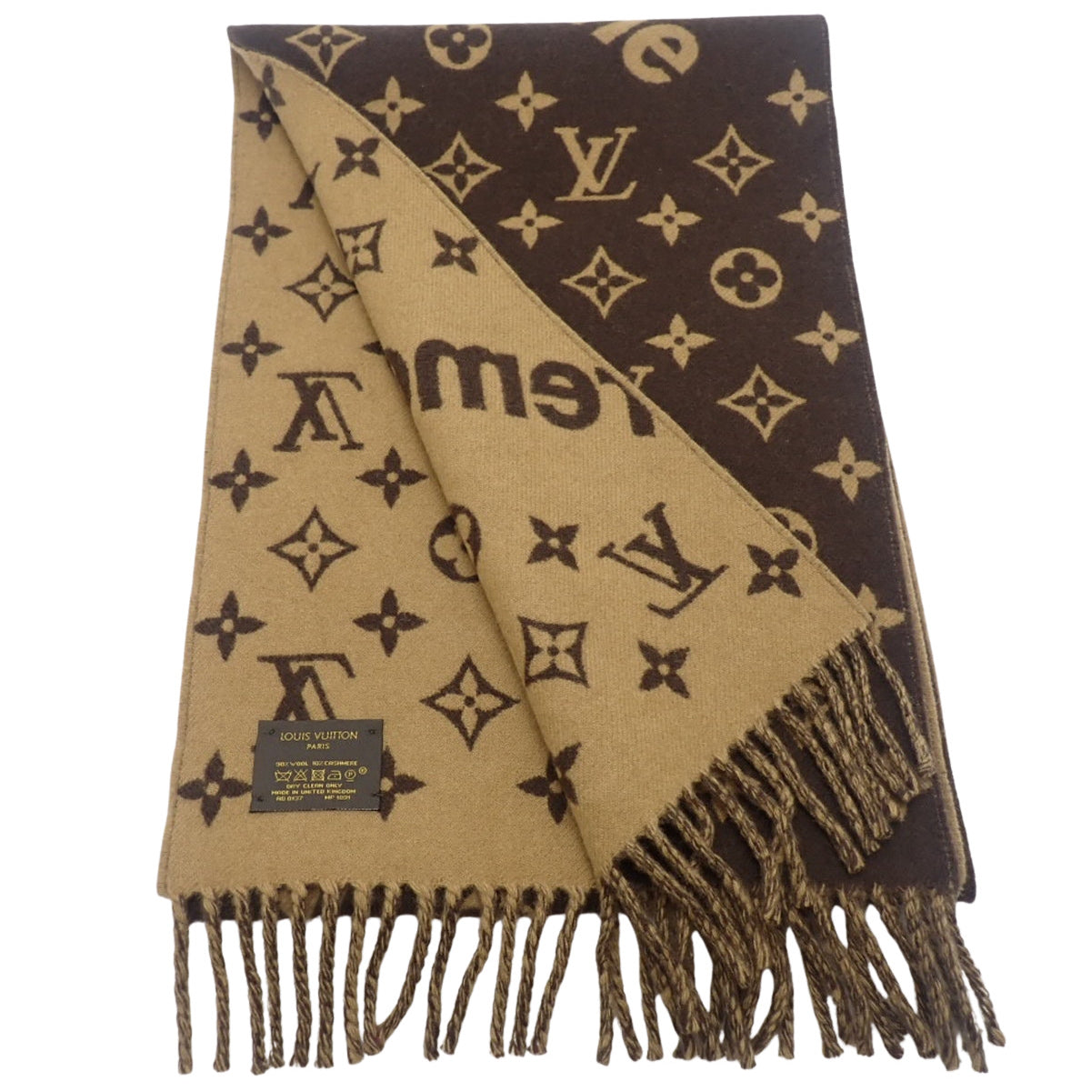 Monogram LV x Supreme collaboration wool and cashmere scarf MP1891