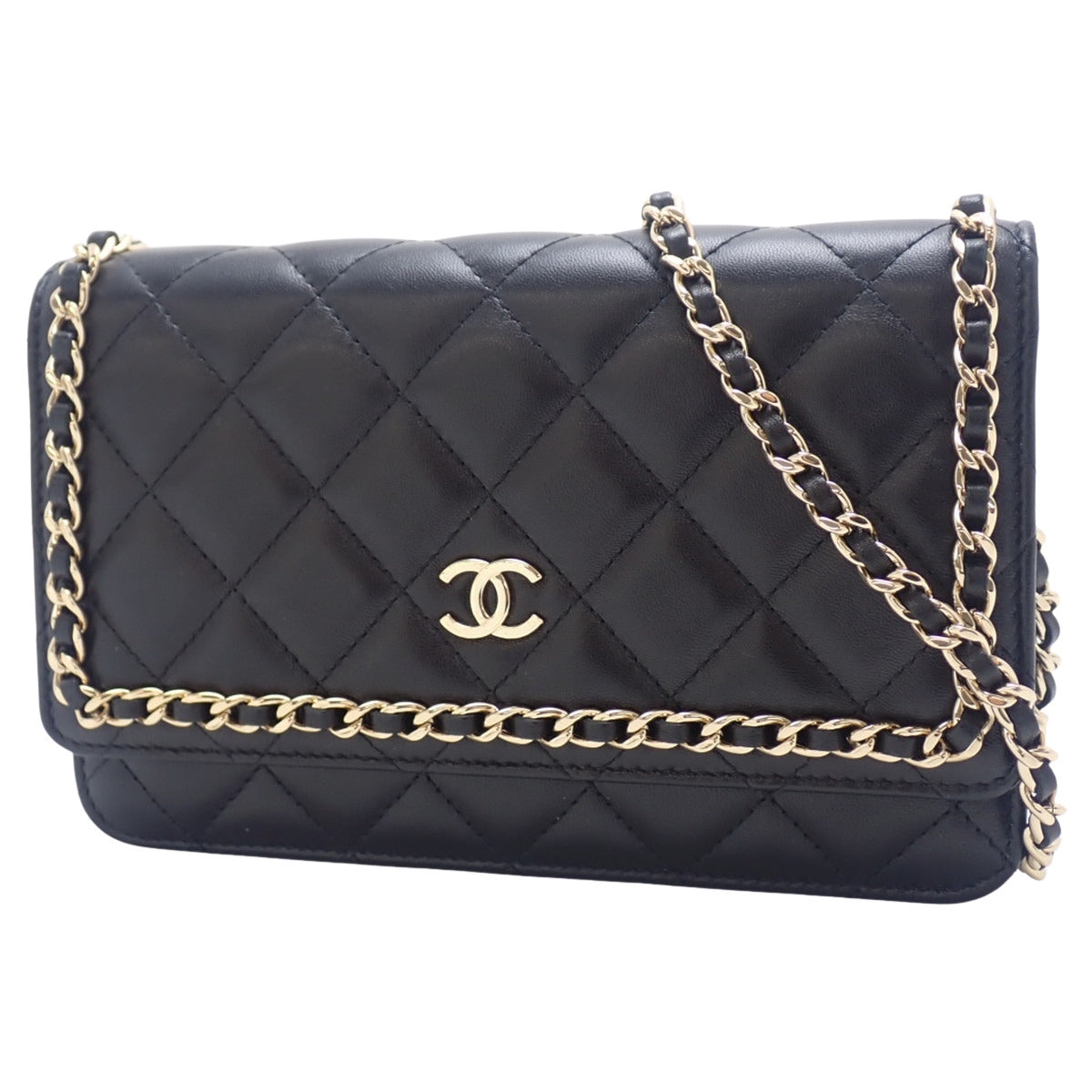 マトラッセ ココマーク チェーンウォレット ラムスキン ブラック