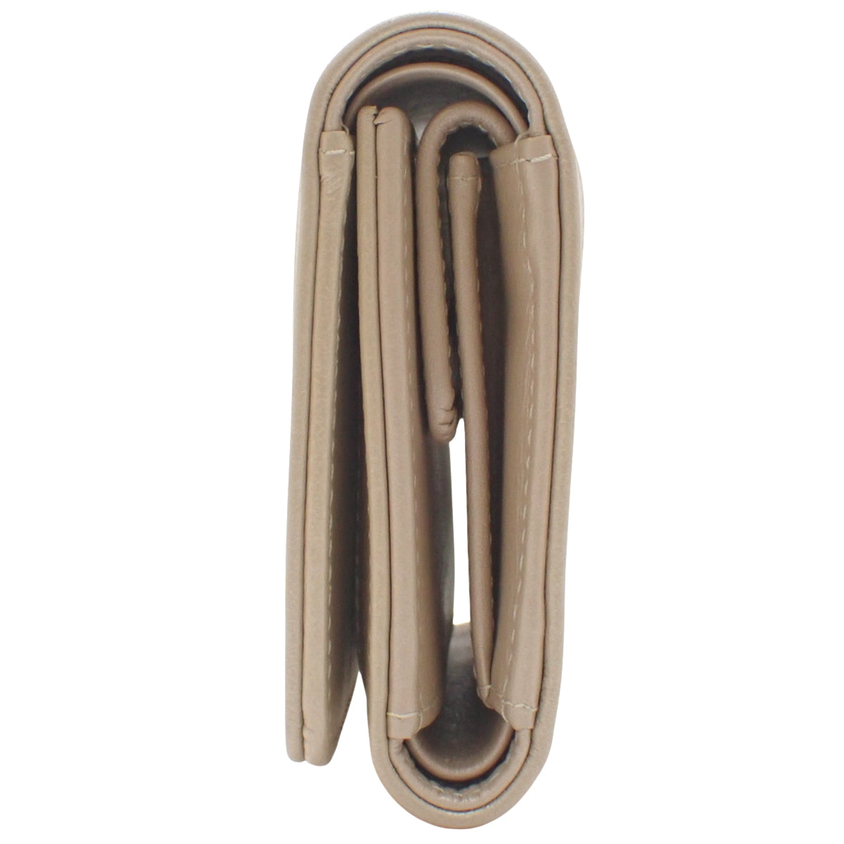 Mademoiselle Coco Mark Tri-fold Wallet in Lambskin Beige Gold