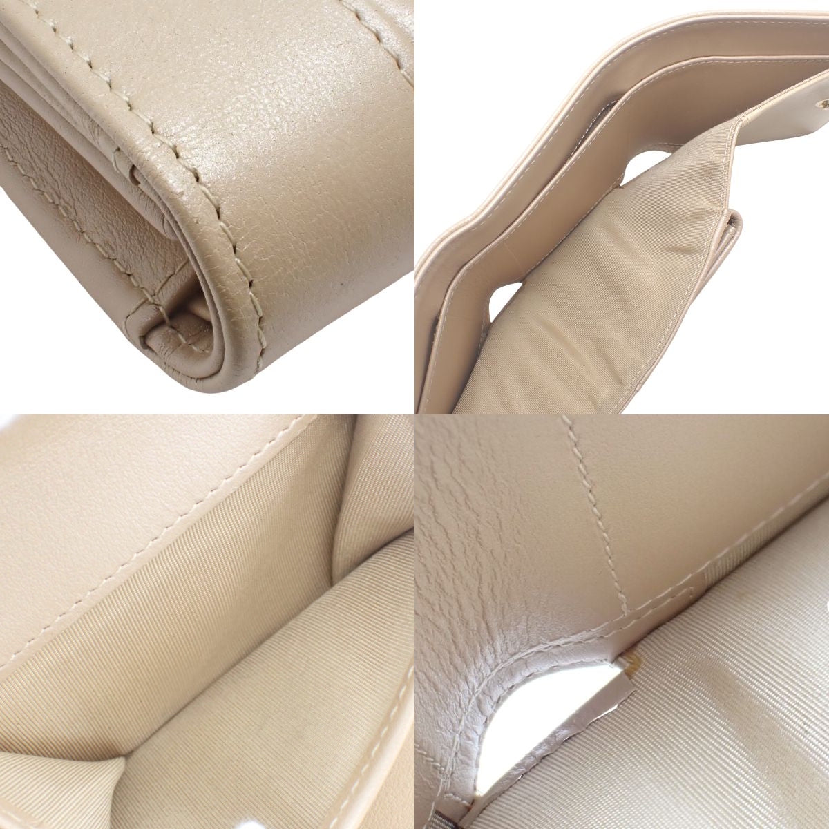 Mademoiselle Coco Mark Tri-fold Wallet in Lambskin Beige Gold