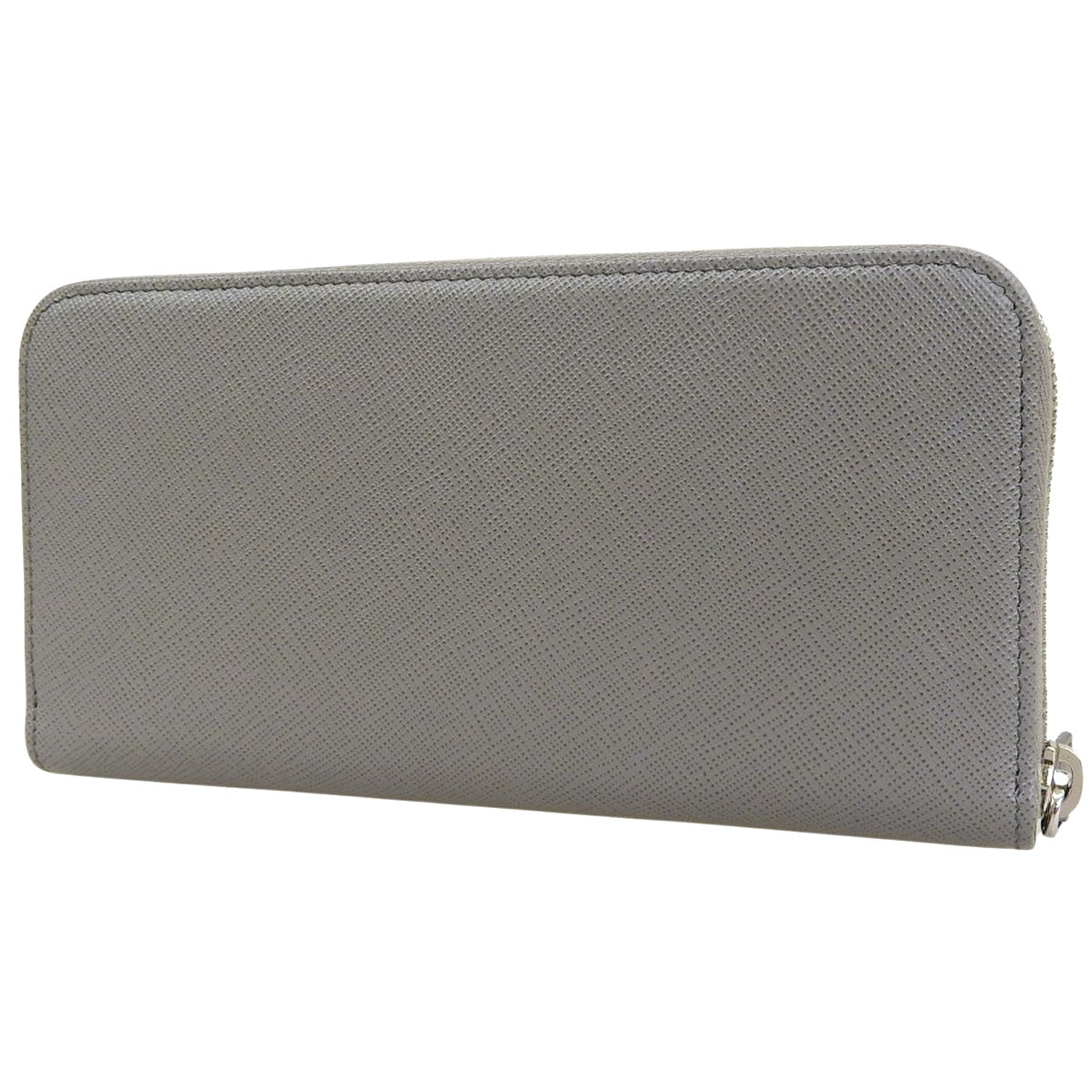 Ribbon Round Zip Long Wallet, Saffiano Leather, Gray, 1ML506