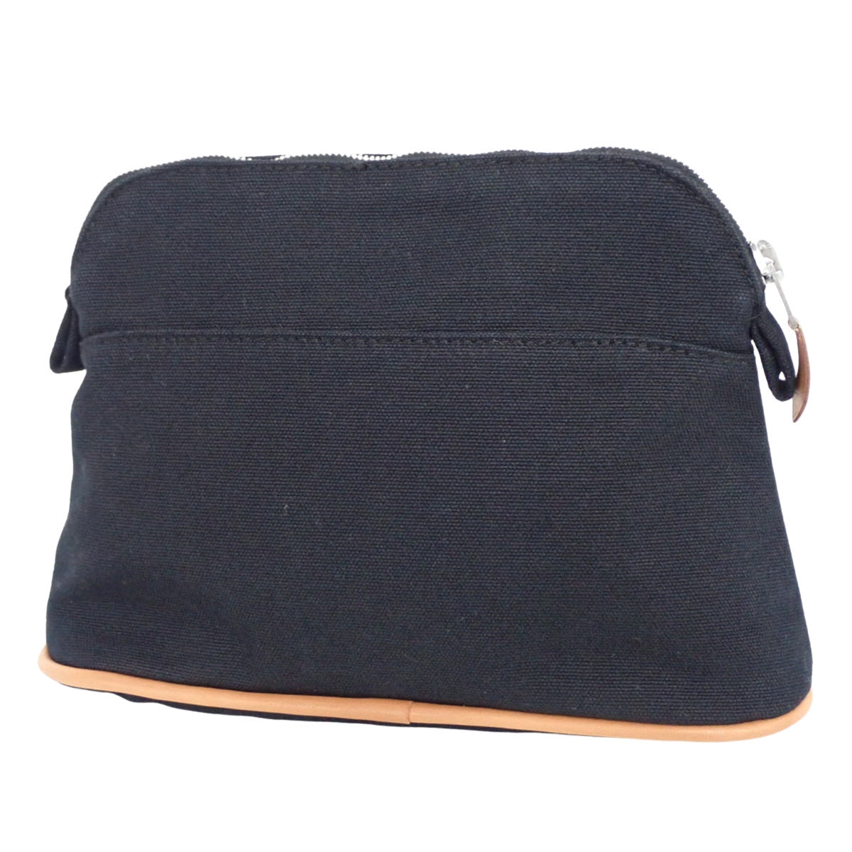 ボリードポーチ ミニ コットンキャンバス レザー パラジウム金具 ブラック