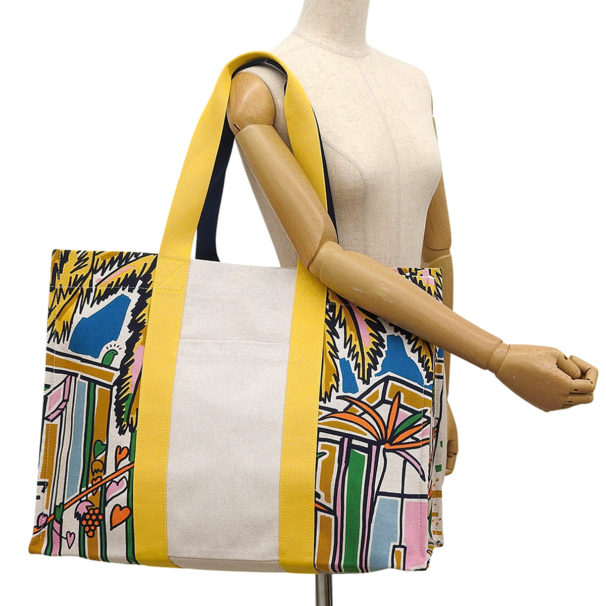 ビーチバッグ 砂漠の見える部屋 コットンキャンバス ウートルメール バブル・ガム ジョーヌ・ドール