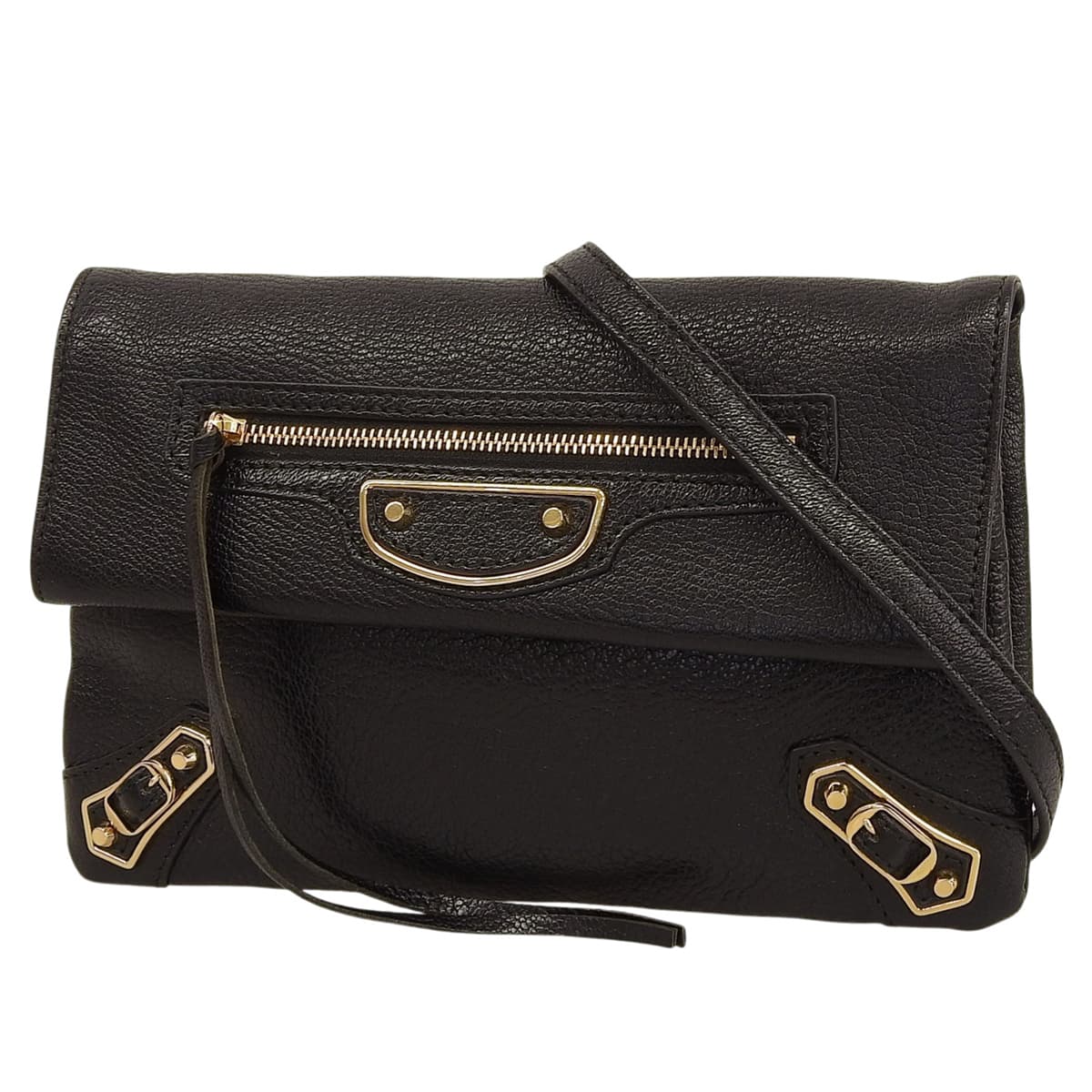 エンベロープ クラッチバッグ レザー ブラック