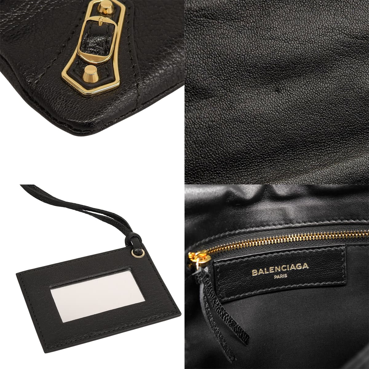 エンベロープ クラッチバッグ レザー ブラック