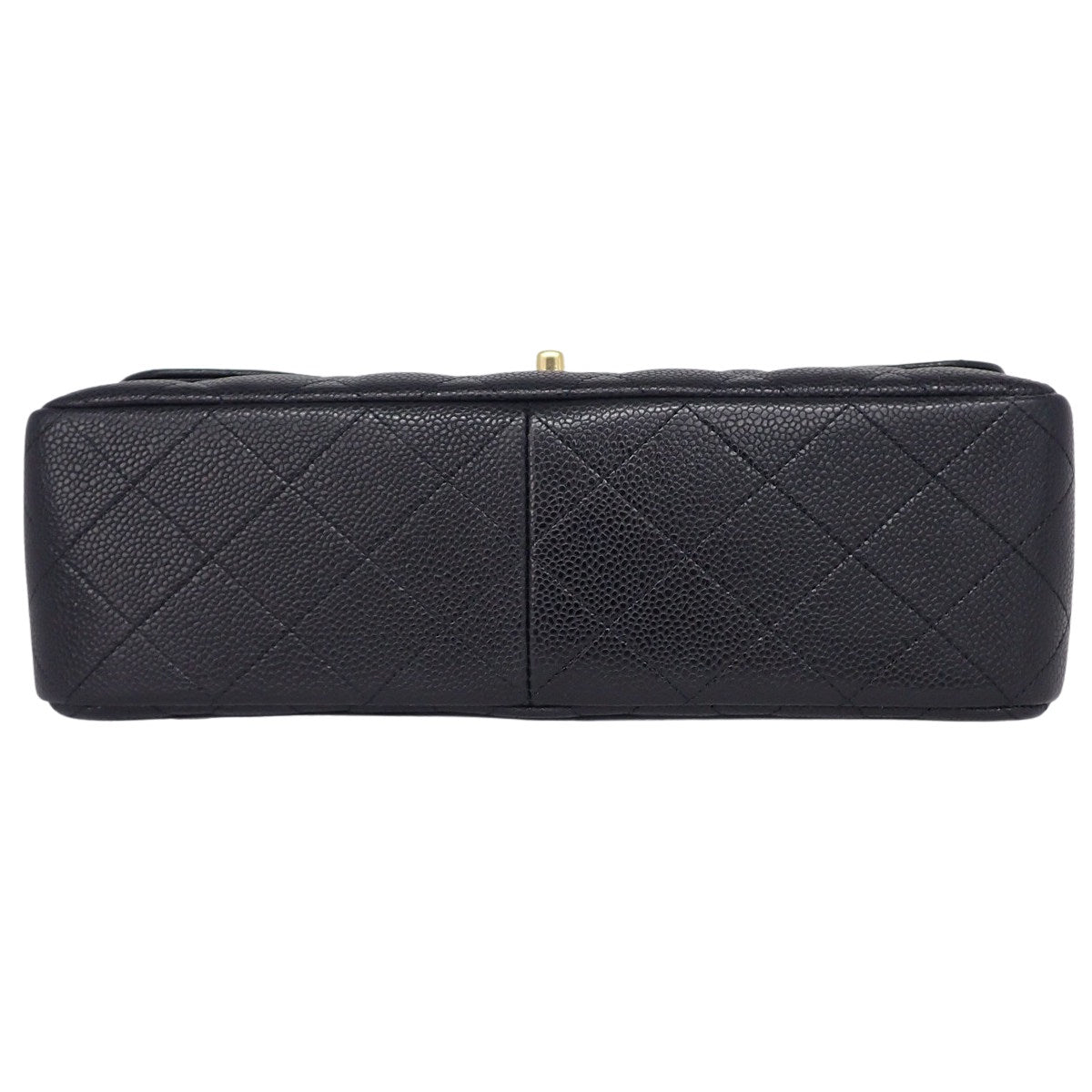 Matelasse Coco标志双层翻盖链条单肩包，鱼子酱纹皮革，黑色