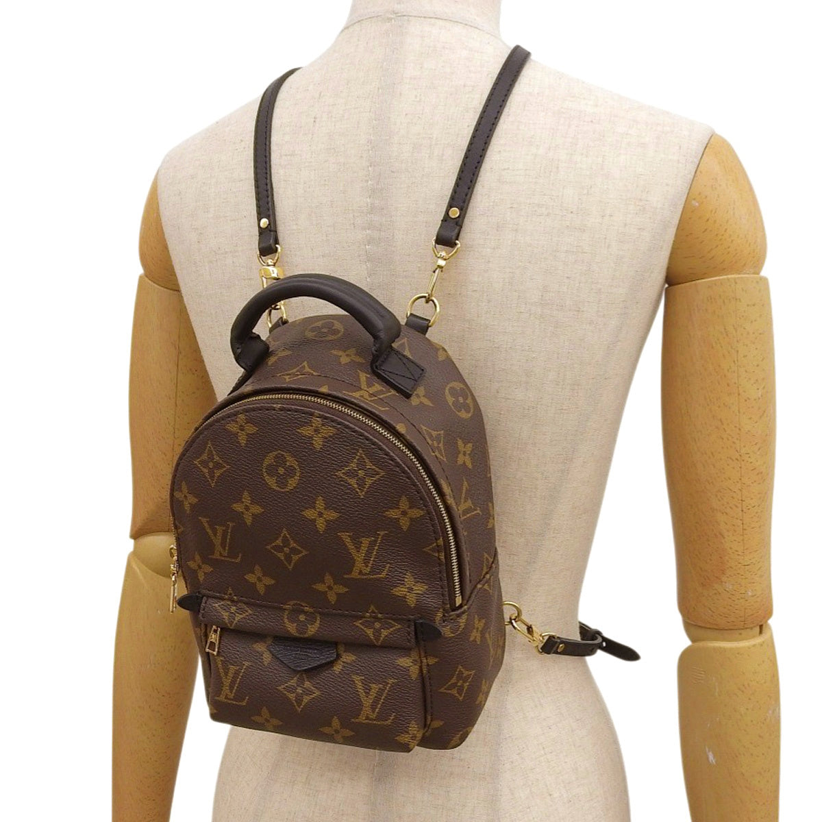 Monogram Palms Springs 双肩包 MINI 老花帆布 棕色 M44873