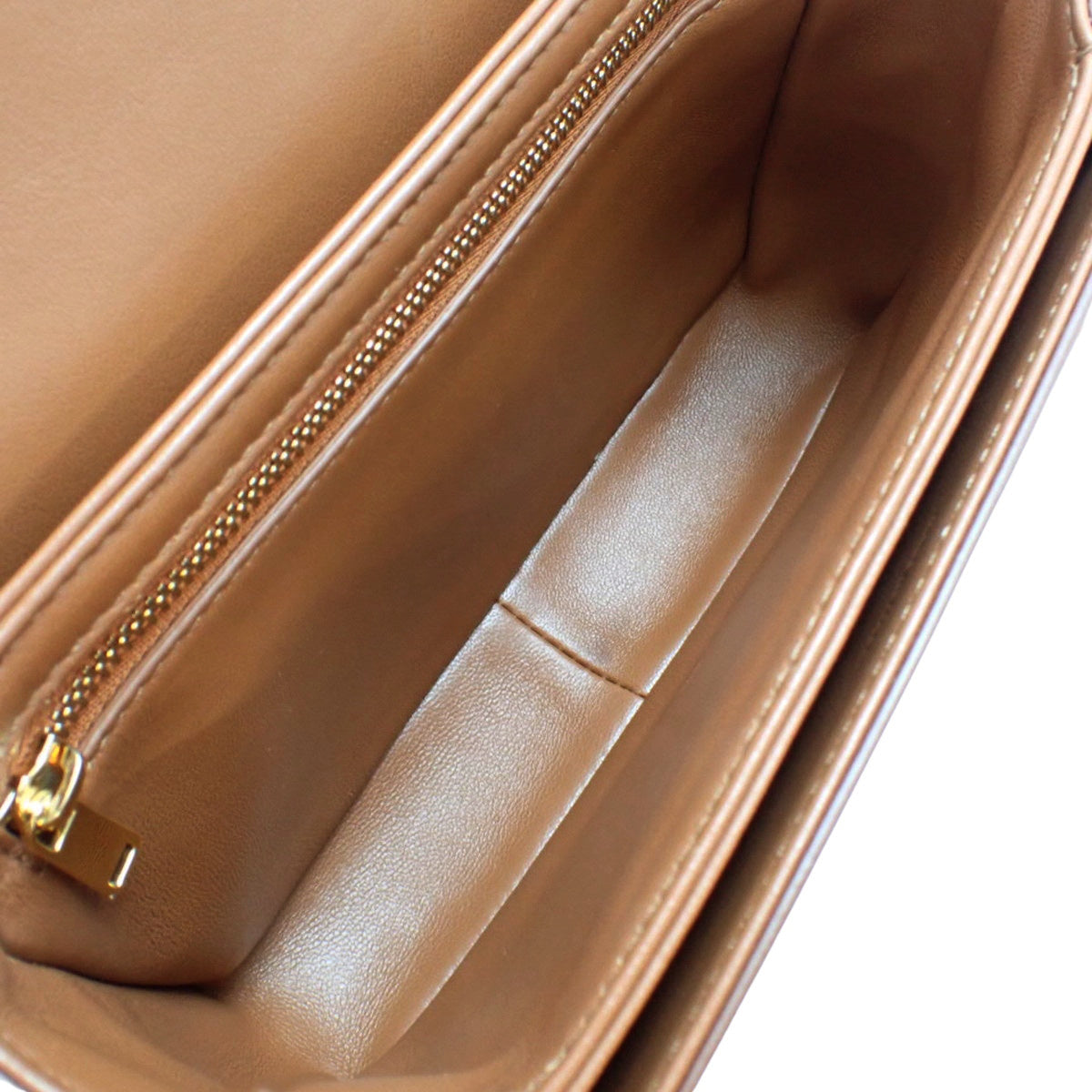 TEEN TRIOMPHE BAG IN CALFSKIN AND TRIOMPHE CANVAS BROWN BEIGE RED
