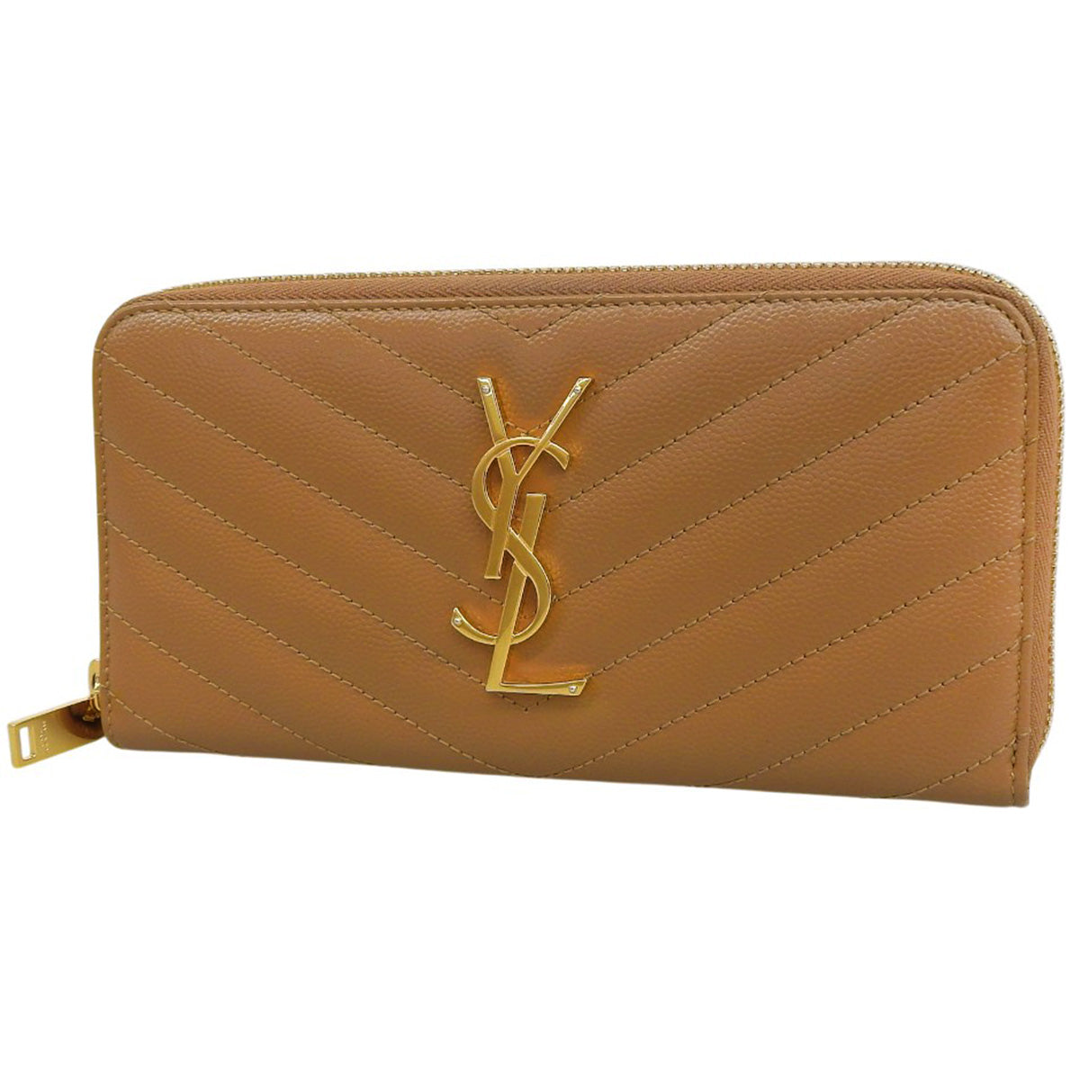 モノグラム・サンローラン フルジップウォレット レザー キャメル 358094