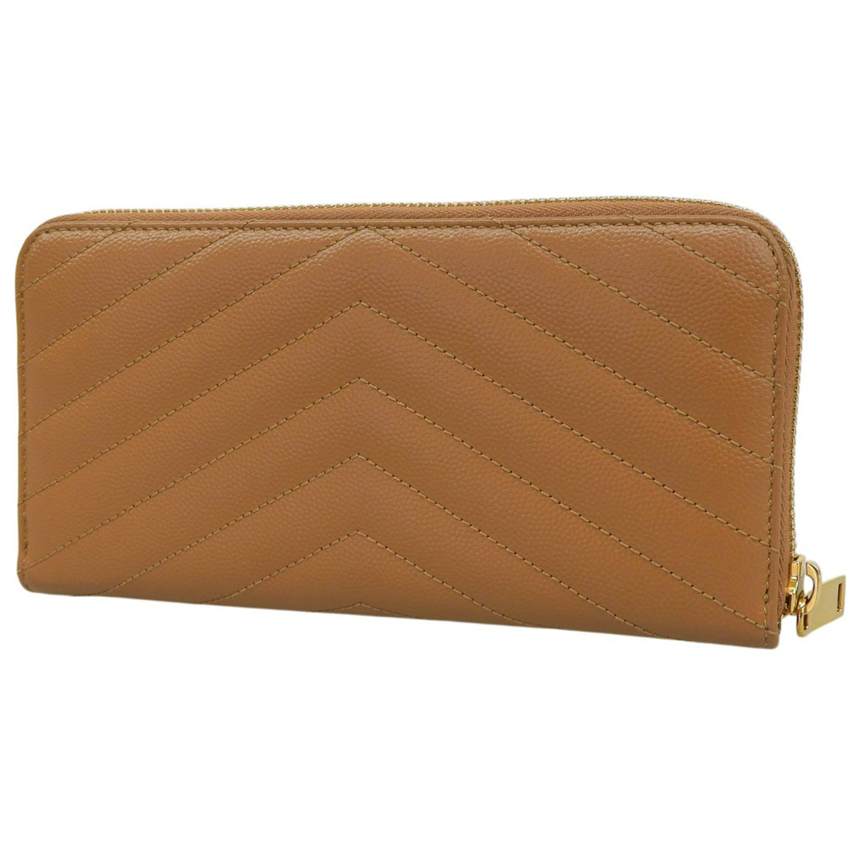 モノグラム・サンローラン フルジップウォレット レザー キャメル 358094