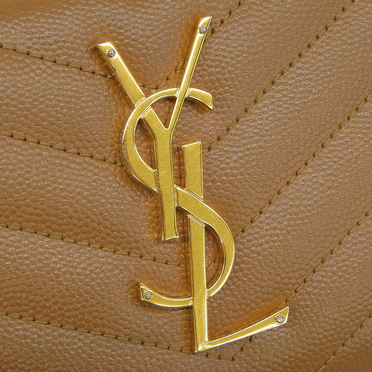Monogram Saint Laurent Full Zip Wallet Leather Camel 358094