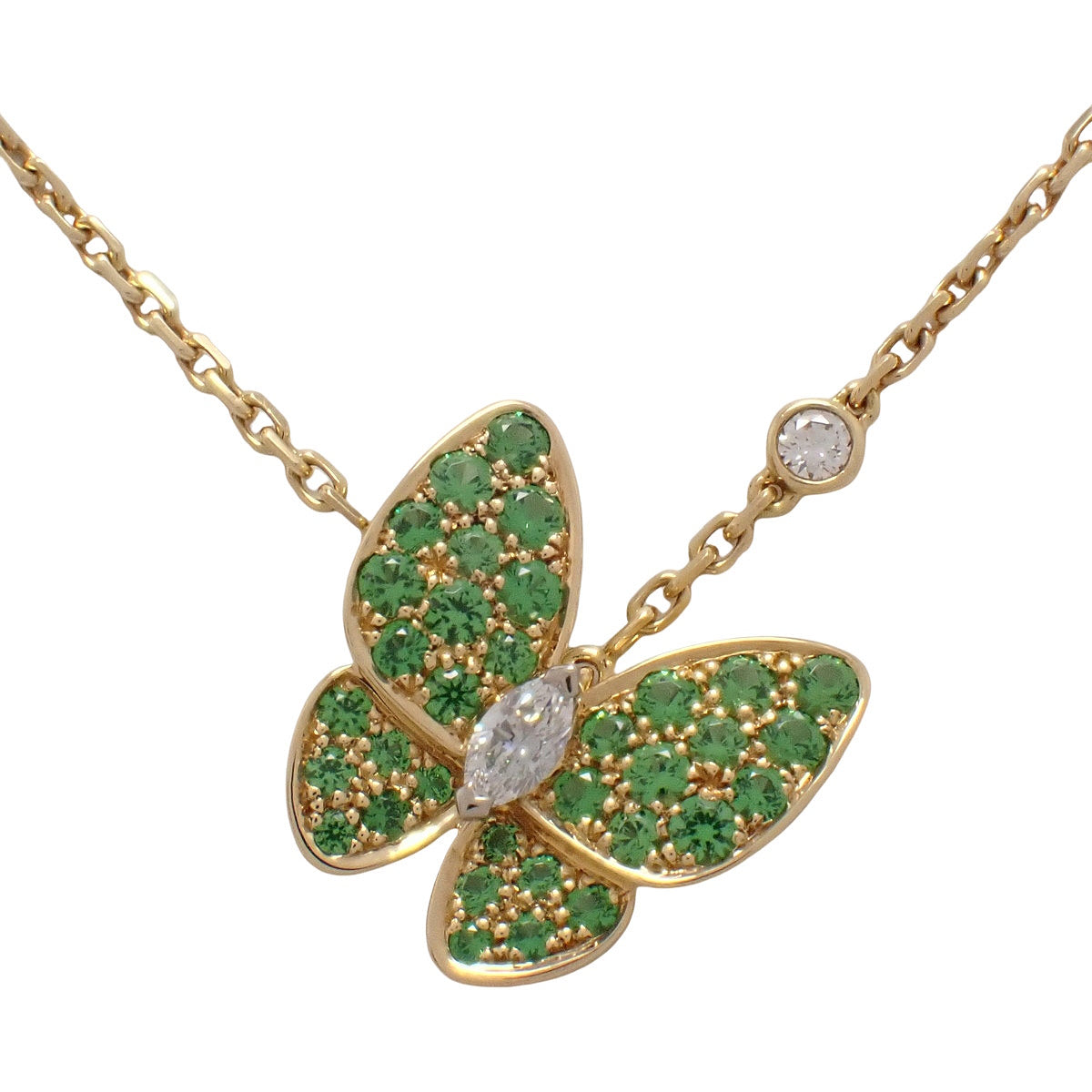 ドゥ パピヨン ペンダント ツァボライトガーネット イエローゴールド K18YG 5.9g