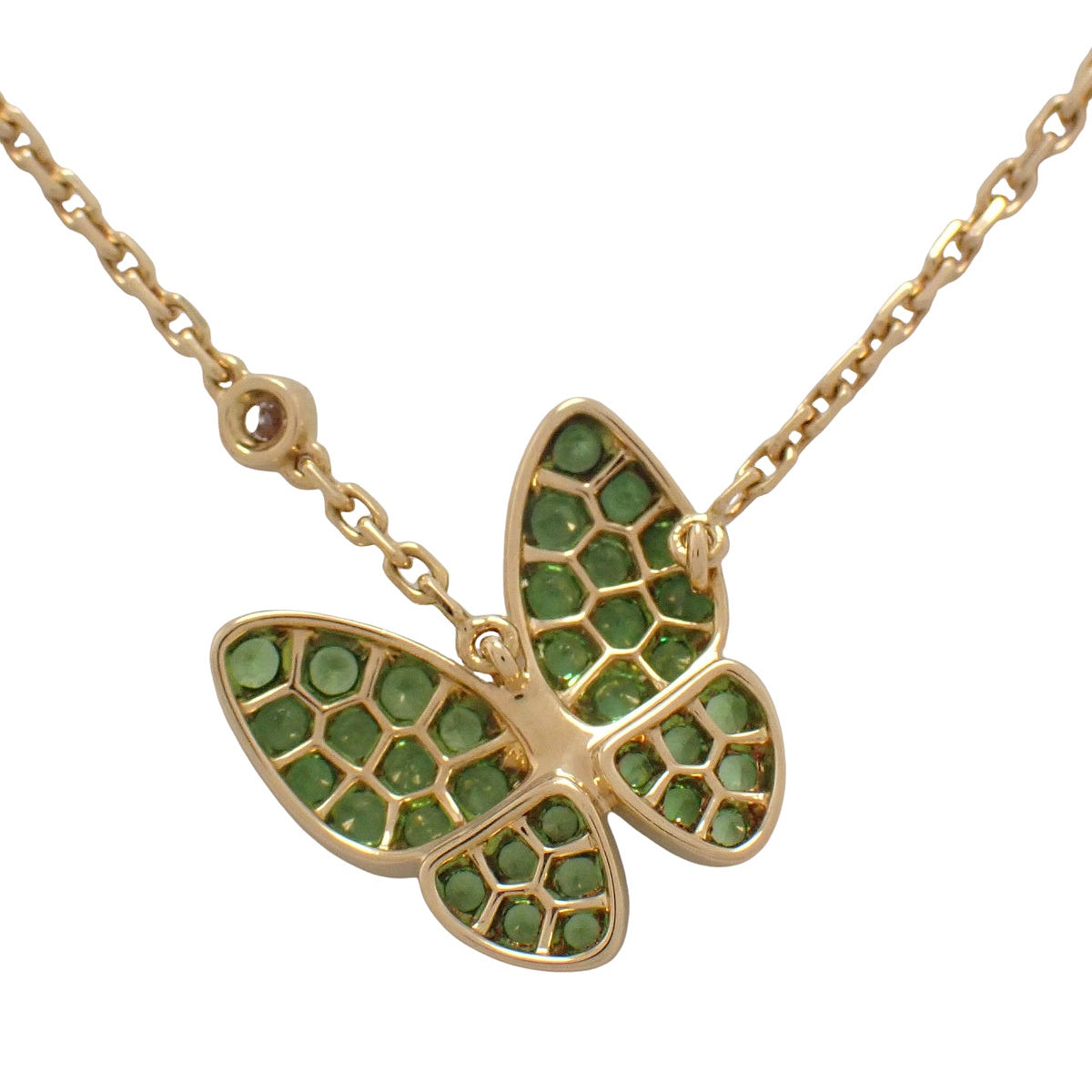 ドゥ パピヨン ペンダント ツァボライトガーネット イエローゴールド K18YG 5.9g