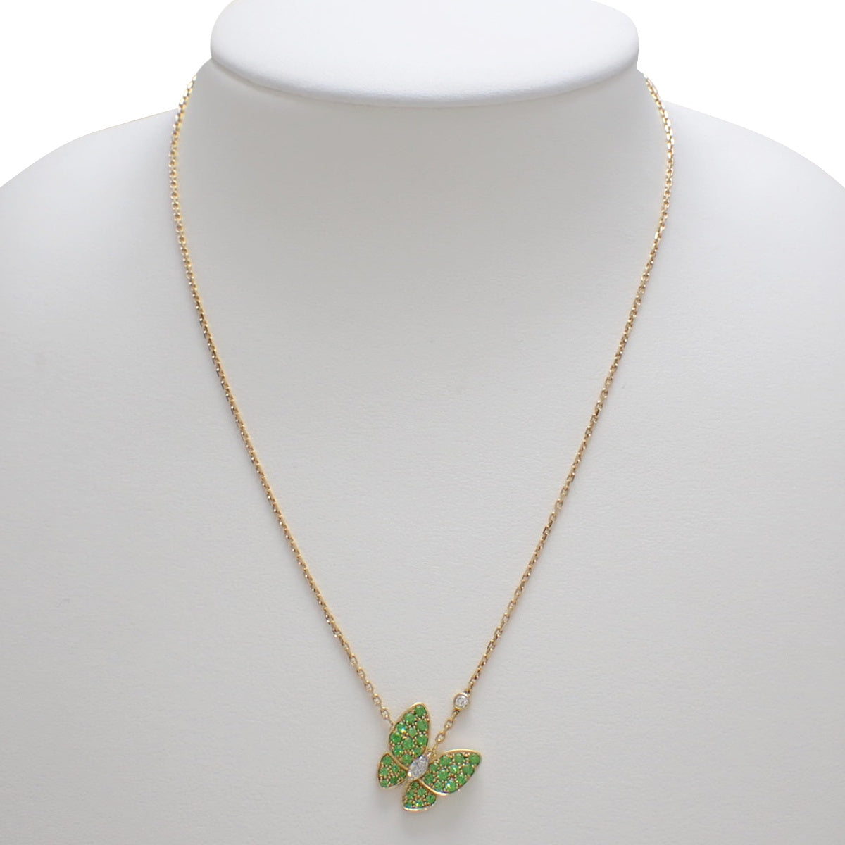 ドゥ パピヨン ペンダント ツァボライトガーネット イエローゴールド K18YG 5.9g