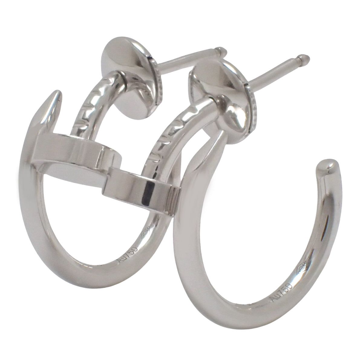 ジュスト アン クル フープ イヤリング スモールモデル ホワイトゴールド K18WG 5.4g