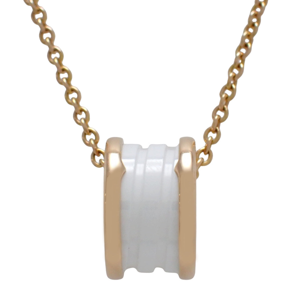 B.zero1 Necklace Pink Gold K18PG White Ceramic 12.3g
