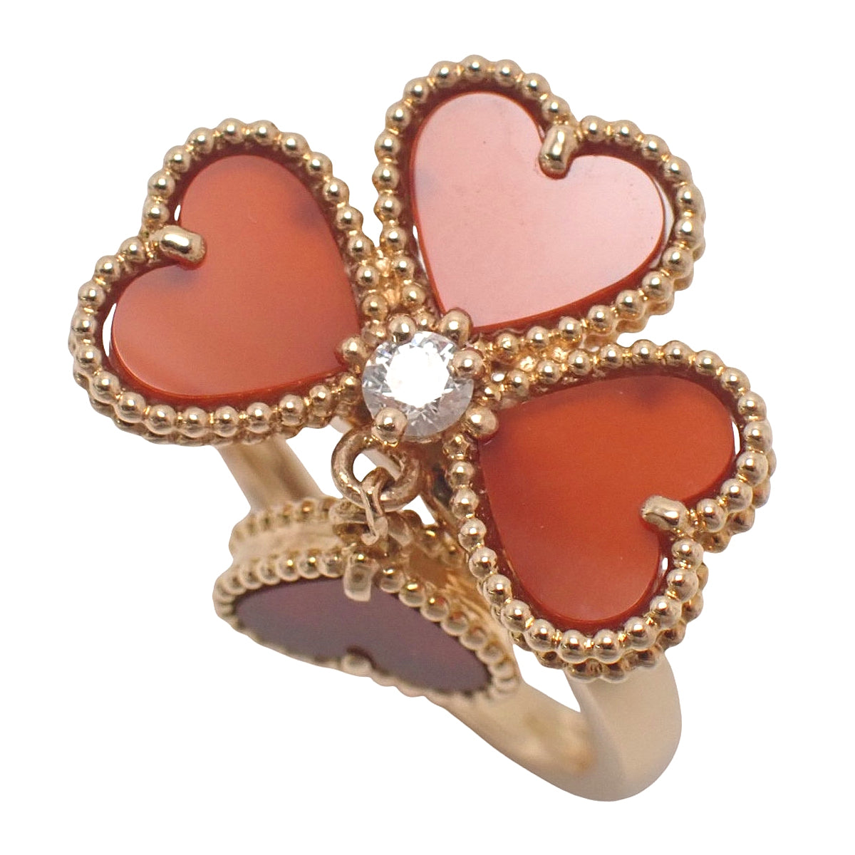 スウィートアルハンブラ エフイヤージュ リング カーネリアン/ダイヤモンド ピンクゴールド K18PG 5.2g