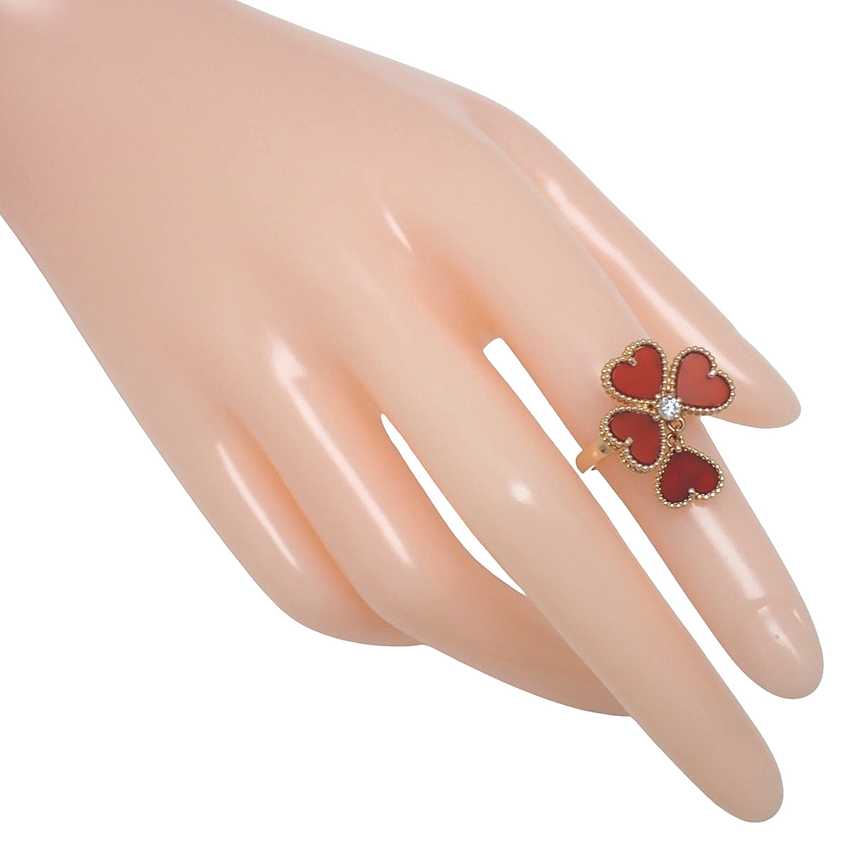 スウィートアルハンブラ エフイヤージュ リング カーネリアン/ダイヤモンド ピンクゴールド K18PG 5.2g