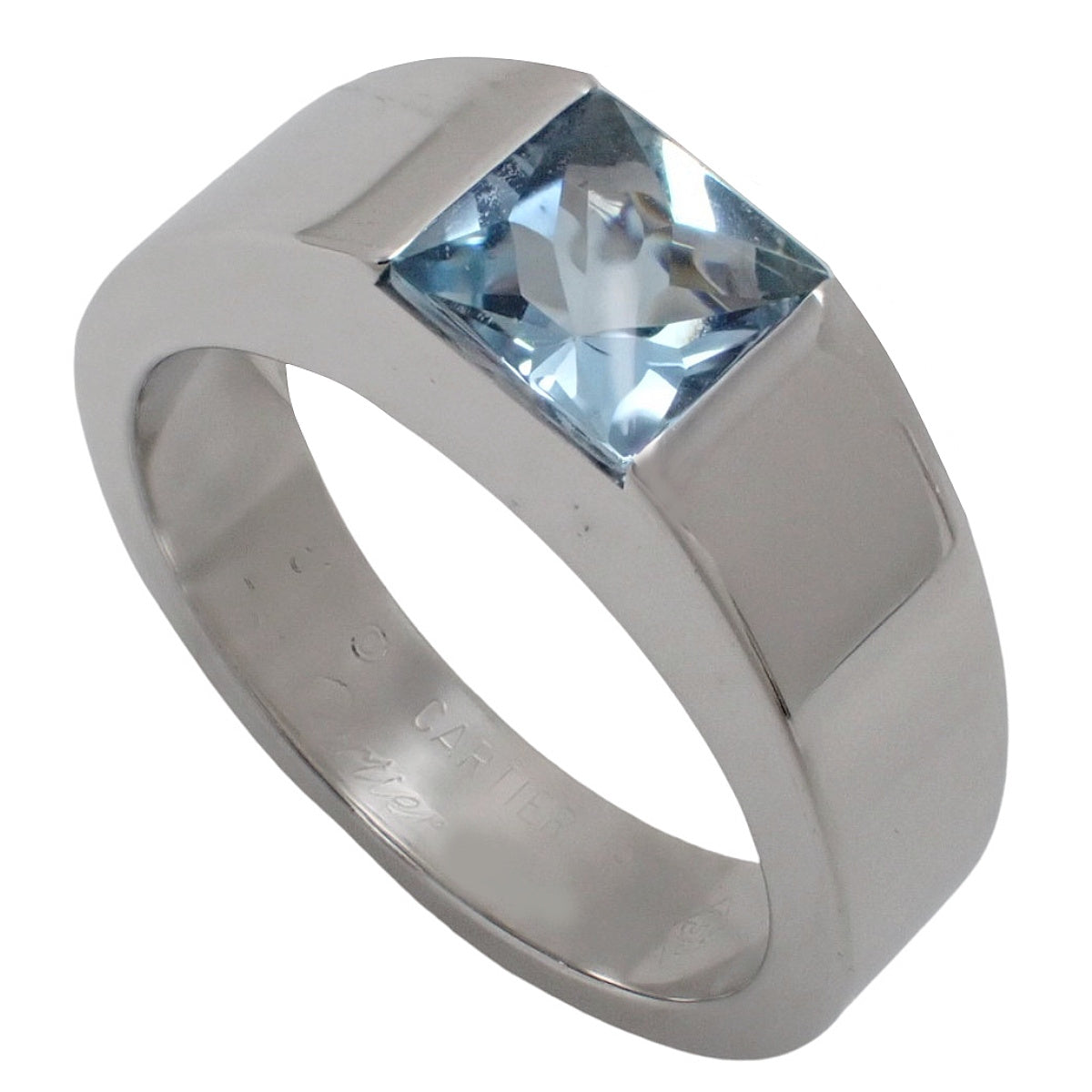 タンク リング アクアマリン ホワイトゴールド K18WG 51 10.1g