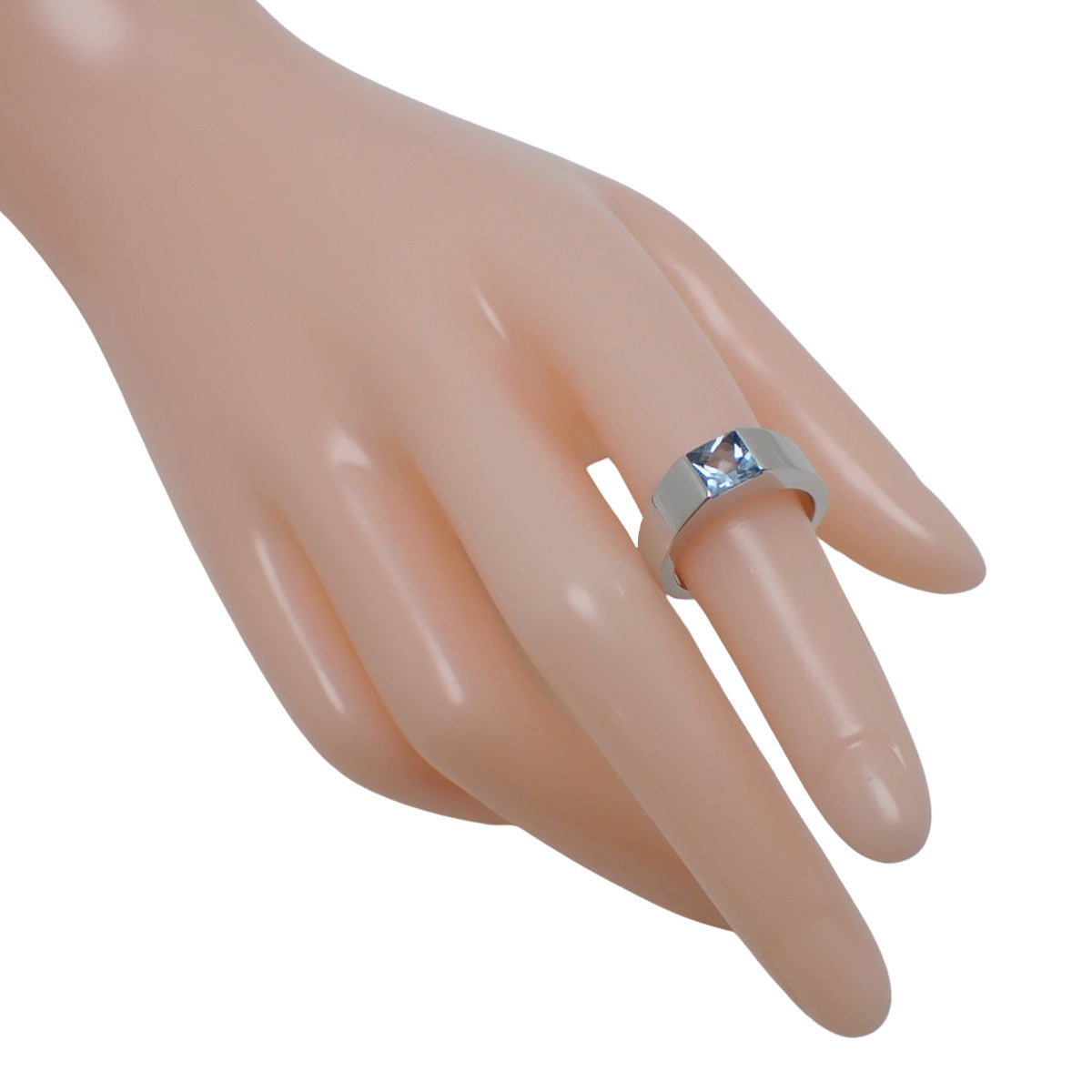 タンク リング アクアマリン ホワイトゴールド K18WG 51 10.1g