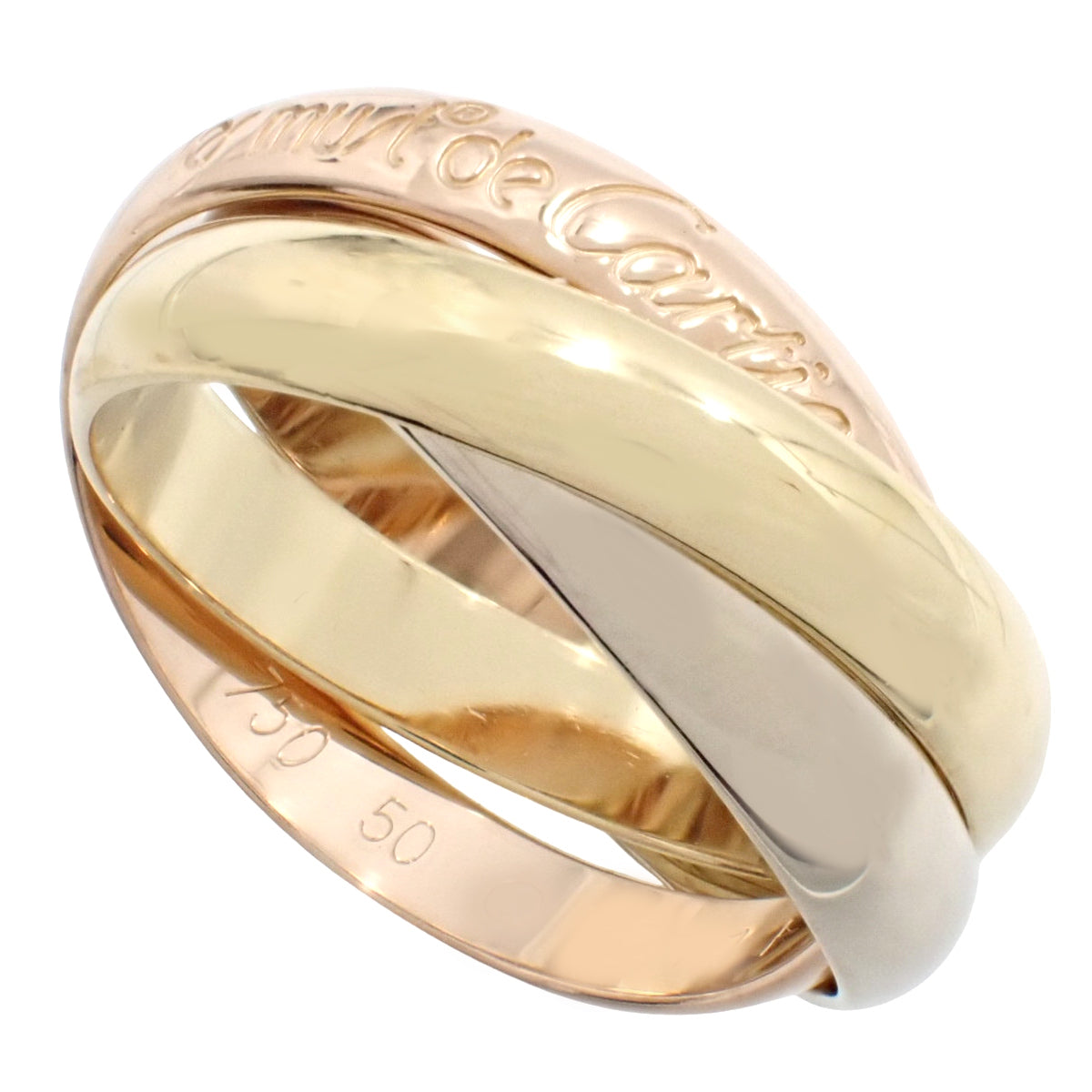 les must de Cartier トリニティ リング イエローゴールド K18YG ホワイトゴールド K18WG ピンクゴールド K18PG 50 7.1g